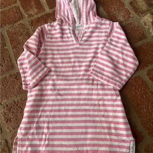 SAMMIMIS Turkish Cotton Pink and White Cover Up, Hooded Towel